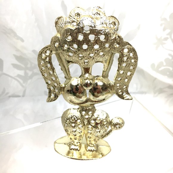 Torfino Kitsch 50's Poodle Earring Stand Gold Tone Metal Vtg 80s - Picture 4 of 7